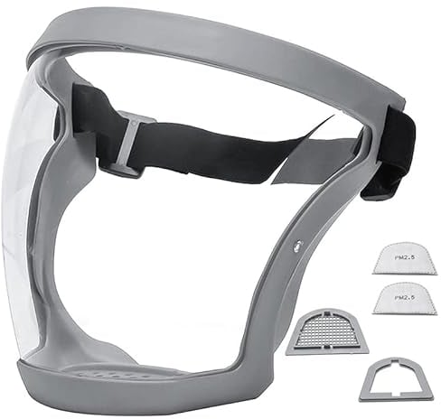 Face Shield | Reusable Full Face Protection Large Transparent Face Shield | Safety Industrial-Masks | Anti-Fog Full Faceshields Guard for Protection Eyes (Grey)