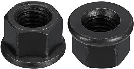 sourcing map M14 Flange Hex Nuts, 2pcs Grade 8.8 Carbon Steel Black Oxide Finished Hex Flange Nuts for Machinery