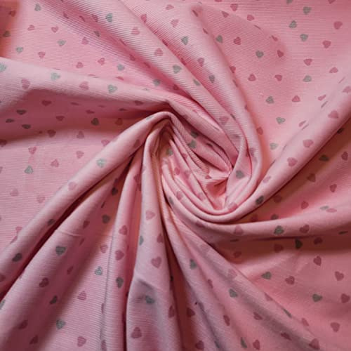 Tissu italien en velours côtelé 100 % coton tissé pour tapisserie d'ameublement, 147,3 cm de large (cœur rose)