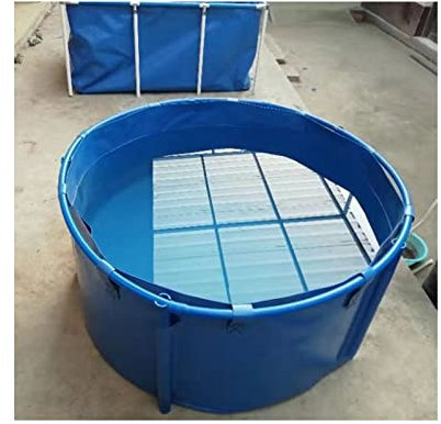 Stahlrahmenbecken, Rund Kinder Pool Leinwand Fischteich Pool Mit Metallbügel Groß Falten Fischbecken for Die Zucht Koi Agricultural, (Farbe : Blau, Größe : 1.2X0.6M/680L)
