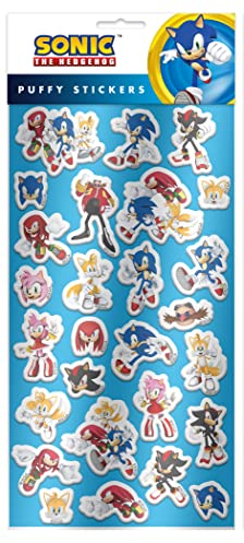 Sonic Stickers Sheet | Sonic The Hedgehog | 27 Puffy Stickers | Party Bag Fillers | Scrapbook Stickers | Sonic Gifts | Sonic Stationery | Sticker for Children