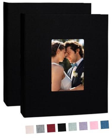 Cherrich Fotoalbum, 20,3 x 25,4 cm, 2 Stück, Leinen-Bilderbuch, 26-seitiges Album für 52 Fotos, Kunst-Präsentationsmappe für Bilder oder Zertifikate