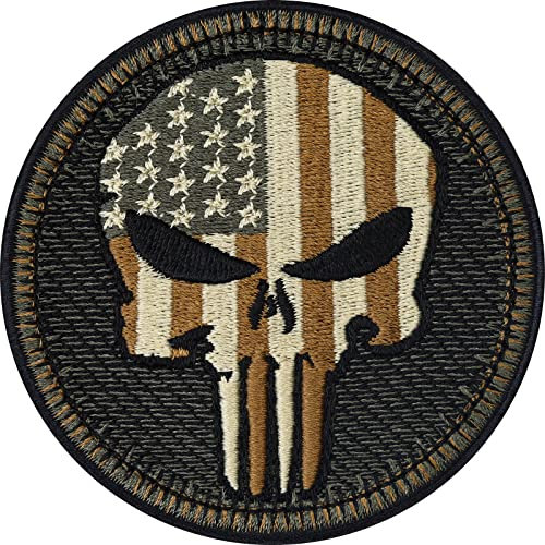Tactical Morale Patches Aufnäher US Army Punisher Patch zum aufbügeln/aufnähen | Totenkopf Applikation für alle Stoffe | Militär Patch Accessoires | 75x75mm