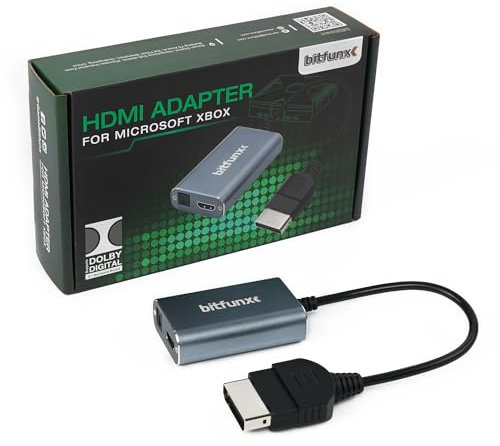 Original Xbox to HDMI Adapter - Supports Full Dolby Digital 5.1 Surround Sound via Optical Port, Plug & Play Video Game Adapter with TOSLINK Audio Support, HD Link Cable for Original Xbox Console