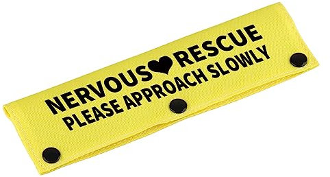 Funny Dog Leash Sleeve Nervous Rescue Please Approach Slowly Dog Leash Wrap Wrap Alert Hanging Id Patch Tag (Approach Slowly-YE Sleeve)
