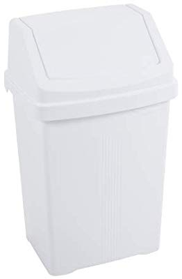 8L Litre Plastic Swing Bin Waste Recycle Dustbins Kitchen, Bathroom Rubbish Trash Refused Bins Indoor Outdoor Trash Can with Removable Swing Lid (Ice White)