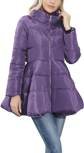 Lazutom Piumino invernale da donna, trapuntato, lungo, per l'inverno, Viola, L