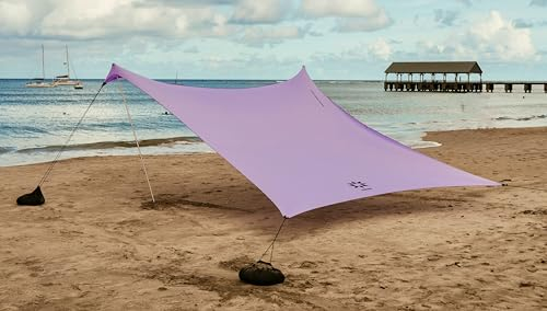 Neso Tents Grande Strandzelt, verstärkte Ecken und Kühltasche, 2,1 m hoch, 2,7 x 2,7 m, Lavendel