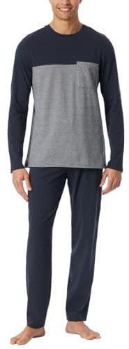 Schiesser Herren Schlafanzug lang-Nightwear Set Pyjamaset 181170,Nachtblau_181170,58
