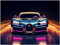 Auto Poster - Bugatti Chiron Neon Sportwagen Kunstdruck Illustration Wandbild P484N (100x75 cm)