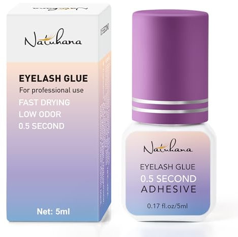 Natuhana Colle Extension Cils,0.5s Rapide Instantané Tenue 6-8 Semaines,5ml Étanche Extra Fort Adhésif,Noir