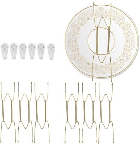ieron 6Pcs Wall Plate Hanger Set, 4 Inches Dish Display Hangers Plates Spring Hook Holder Hanging Wire Wall Home Decoration Accessories