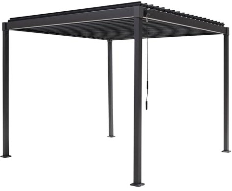 OUTLIV. Solid Pavillon, Gartenpergola 300x300 cm aus Stahl in Anthrazit