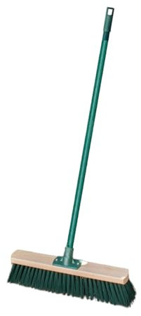 HOMESHOPA Heavy Duty Outdoor Broom Sweeping Brush, Stiff PVC Bristle Wooden Head with Metal Handle, Sweeping Broom for Cleaning Gardens, Yards, and Driveways (Head Size - 40cm)
