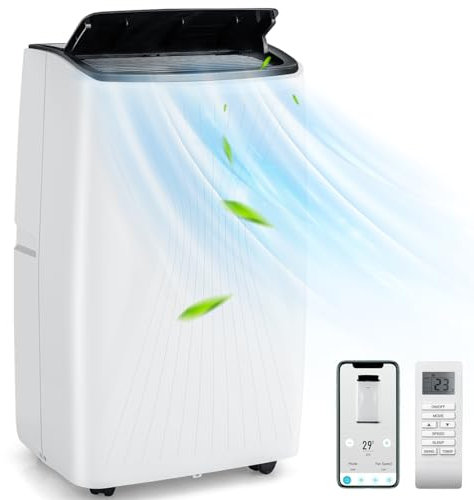 TANGZON 6-in-1 Portable Air Conditioner 12000 BTU, WIFI Smart App Enabled, Air Conditioning Unit, Heater, Dehumidifier, 3 Speeds Fan with Auto, Sleep Mode, Remote Control, 24H Timer & Digital Display