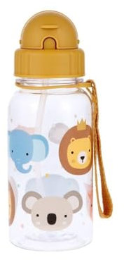 Tutete Botella de Agua para Niños 500 ml | 100% Libre de BPA, lavable en lavavajillas, con pajita suave, asa de transporte y tapón fácil de abrir, ideal para Guardería y Colegio | Animal Friends