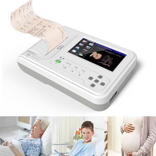 HNBYLMM ECG Machine Standard 12 Leads 7 LCD Touch Screen Digital Equipment 6 Channel Electrocardiograph Machine with Software
