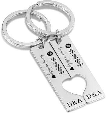 Personalisierte Schlüsselanhänger Herz Musik Scan Spotify Code Schlüsselbund Schlüsselanhänger mit Gravur Personalisiert für Damen Männer Liebe Paar Geschenk Jahrestag Valentinstag (A-Silber)