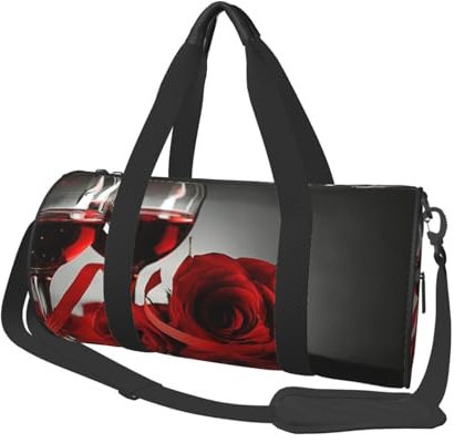 Sac de voyage en toile imprimée pour verre à vin et bougie - Grande capacité pour le week-end, les voyages d'affaires, Noir , Taille unique