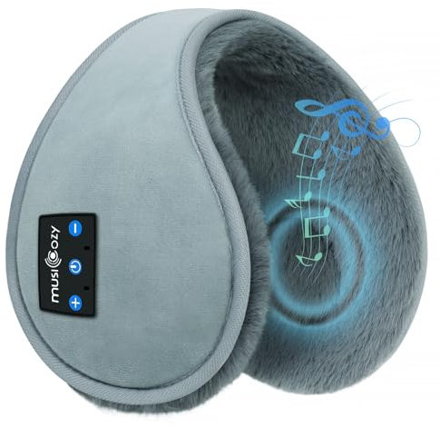 MUSICOZY Earmuffs Headphones,Bluetooth 5.4 Headband Headphones Faux Fur Earmuffs with Thin Speakers,Adjustable Winter Ear Warmers |Ear Muffs Foldable for Men Women Teens