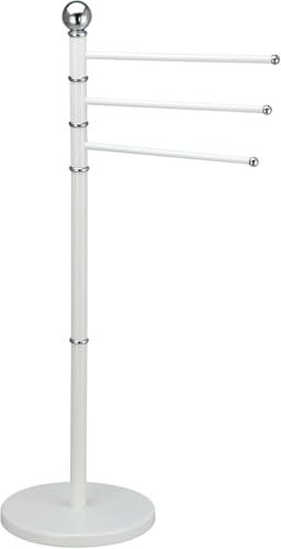 Maury's Piantana Portasciugamani Vari Colori, Struttura in Acciaio, Dimensioni 20x83 cm (Bianco S)