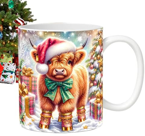 Stibtmr Tasse à café de vache, tasse de vache des Highlands | Tasses à café de Noël en céramique Tasse de vache - Accessoires de Noël, Tasse de vache pour amis, Famille, Cosy Hot, Chocolat