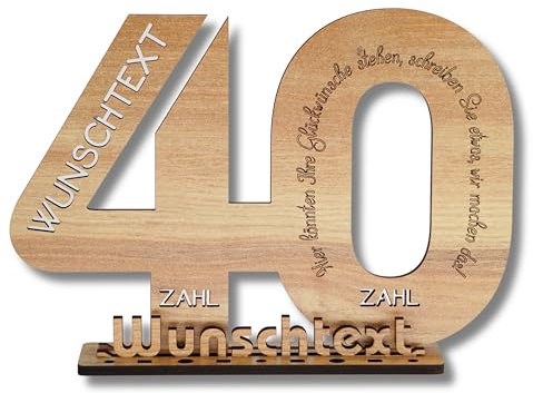 DARO Design - Gästebuch Holz-Schild Geschenk zum 40. Geburtstag Männer Frauen, individualisierbar, mit Wunschtext personalisierbar, Geldgeschenke mit Jahreszahl Deko Hochzeitsgeschenk