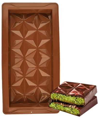 WUJENPEAHT 1 PCS Chocolate Bar Moulds Diamond Silicone Chocolate Mold Large Deep Ice Cube Moulds for DIY Chocolates Desserts Candy Making