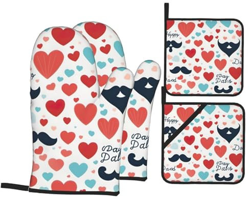 Guanti da forno con stampa per papà amore festa del papà, guanti da forno e presine personalizzati, regali per cucinare in cucina