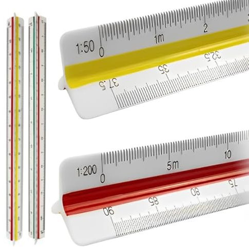 XURJUMI 2 Pezzi Scalimetro Righello Trinagolare Ideale, Scalimetro Professionale Triangolare 1:20 1:25 1:50 1:75 1:100 1:125/1:100 1:200 1:250 1:300 1:400 1:500 per Architetti, Alunno