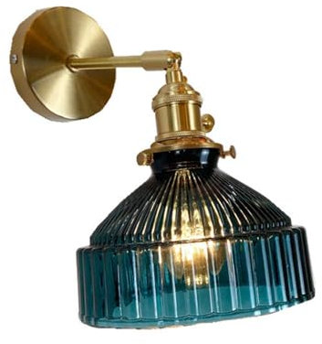 CHCWR Lampe Murale Appliques murales avec Une Nuance en Verre Bleu, Lampe à paroi Vintage à 1 lumière