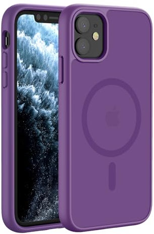 Hualele Magnetic for iPhone 11 Case & iPhone XR Case,Compatible with MagSafe, Military Grade Dropproof Translucent Matte Hard Back Soft Edge Slim Phone Case iPhone 11/XR,Dark Purple