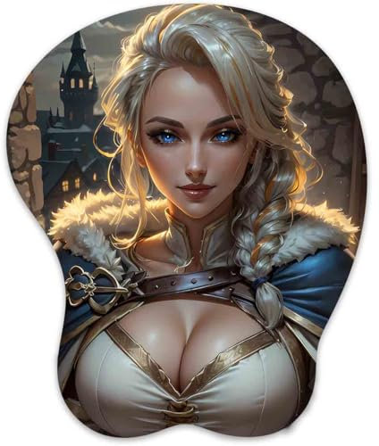 3D Mauspad mit Silikon Brüste Mousepad mit Handauflage. Anti Rutsch Anime Manga Maus Pad Handgelenkauflage für Büro (Jain 2)