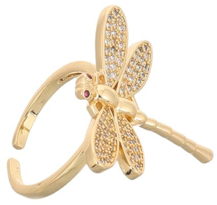 minkissy Drachenflügel Offener Ring Goldplattiert Mit Funkelnden Zirkonia Für Frauen Einstellbarer Mode Schmuck Einzigartiger Statement Ring Für Hochzeiten Und Alltag