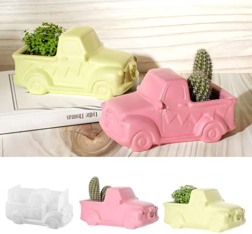 Skeadex Silikonformen Gießformen Auto, Silikonform Blumentopf Gießform Auto Gips zum Gießen Silikon Gießform Blumengesteck Auto Gießformen Silikon Frühling Silikonform Sommer Blumentopf für DIY