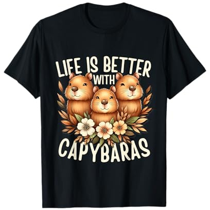 Cute Three Capybara Pet for Girls Ladies T-Shirt