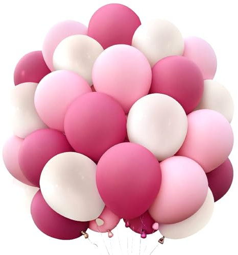 Ovanda 50 Stück 10 Zoll Rosenrot-Rosa-Weiß Luftballons, Rosa Luftballons, Pink Weiss Helium Ballons, Mädchen Geburtstag Dekorationen, Latex Ballons,Luftballon Hochzeit,Luftballon Girlande,Ballon Bogen