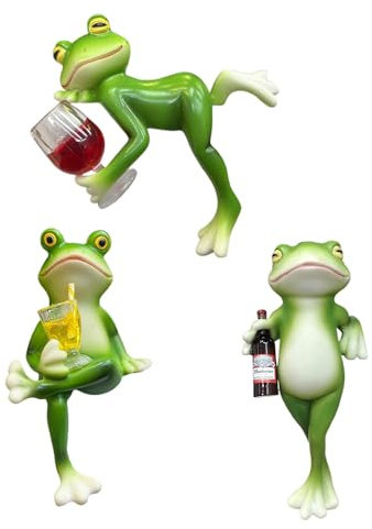 HOZZAVOX frog flower pot hanger, frog hanger planter pot decoration, cute frog animal flower pots hugger climbing sculptures, frog flower pot hugger figurine (D)