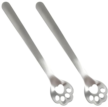 2PCS Cat Paw Hollowed Spoons – Cute and Functional Teaspoons for Coffee, Tea, and Desserts, Ideal Latte Spoons for Home, Café, or Gifting to Cat Lovers