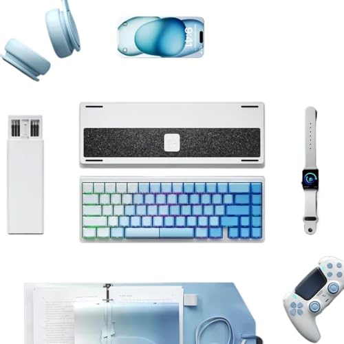 V2 Mechanical Keyboard Aluminum 3 Mode Gaming Keyboard Hot Swappable RGB Gasket Mount Custom Keyboard PC Compatible(SILVER PBT)