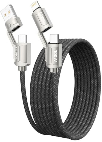 RAVIAD Multi USB Kabel Universal Ladekabel[2M]Nylon Schnell 4 in 1 Mehrfach | Ladekabel 100W PD mit USB C/USB A auf Lightning, USBC/USBA auf USBC für iPhone 16 15, Android Galaxy S25