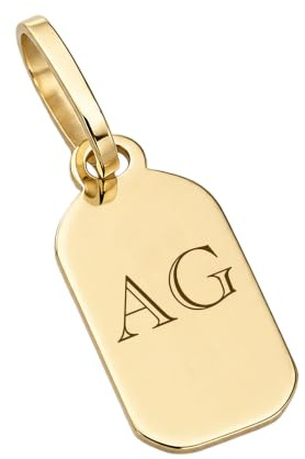 Lucche Anhänger Gold 585 Rechteck Gravurplatte Echtegold Charm mit Gravur | Personalisiert, Benutzerdefinierte Name, Charm Initial, Gravur Platte, Tag,buchstaben anhänger,kettenanhänger gold