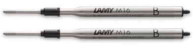 LAMY M16 Kugelschreiber-Großraummine aus Metall - Original Ersatzmine für alle Lamy Kugelschreiber Modelle - dokumentenecht - (2er Pack, Schwarz B)