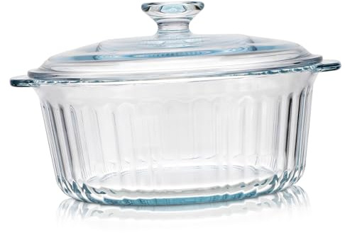 BAZEITFLOW Cocotte Ronde Verre avec Couvercle Transparent Faitout Cuisson Uniforme pour Ragoûts Soupes et Braisage Résistance Chaleur Au Four