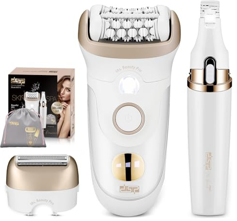 DSP 4-in-1 Beauty Set for Women: Epilator, Hair Removal Device, Electric Shaver & Trimmer, Waterproof with Fast Charging, Includes Accessories – Perfect Home Hair Device