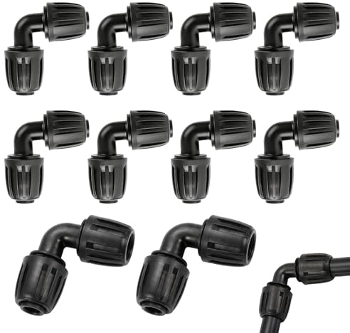 Ztolbriy Conector de Manguera de Riego por Goteo - Sistema Micro Drip L, 10 Piezas Conectores Ángulo 90° para Mangueras 13mm (1/2), Ideal para Cambiar Dirección en Riego de Jardín, Huerto y Balcón