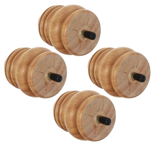 Operitacx Lot de 4 Pieds de Meuble en Bois de Caoutchouc Tournés Forme Calebasse, 8 Cm de Hauteur, Robustes et Compatibles Canapé, Table et Fauteuil – Remplacement Pratique pour Meubles