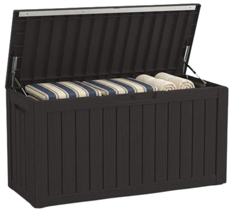 Floordirekt Aufbewahrungsbox Anthrazit - Wetterfeste Auflagenbox für Terrasse & Balkon - 270L - Gartenbox - 117 x 53 x 55 cm (270 L)