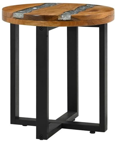 vidaXL Couchtisch Braun 40 x 40 x 45 cm Massivholz Teak, Runde, stylische Kaffeetisch, modernes Design, praktisches Möbelstück, Elegantes Teakholz