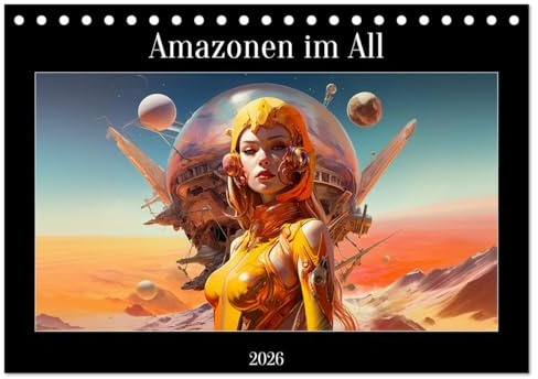 Amazonen im All (Tischkalender 2026 DIN A5 quer), CALVENDO Monatskalender: Amazone im All - Kalender mit Kriegerinnen der amazonen im All. (CALVENDO Menschen)